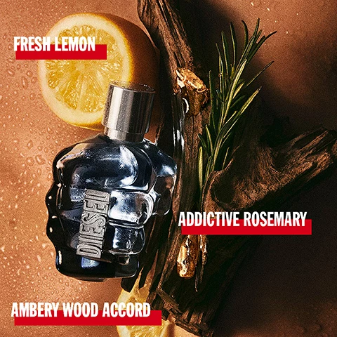 Image 1, fresh lemon, addictive rosemary, ambery wood accord. image 2, only the brave the original eau de toilette. image 3, only the brave, 200ml, 125ml, 50ml