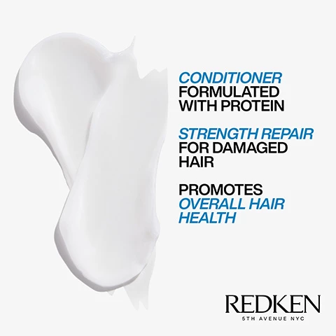 Image 1, conditioner formulated with protein. strength repair for damaged hair, promotes overall hair health. Image 2 and 3, before and after one use of extreme shampoo and conditioner. Image 4, extreme routine, step 1 = shampoo, step 2 = condition, step 3 = treat. Image 5, lookfantastic verified customer review = great for damaged hair, i love the redken extreme collection for when my hair is in need of some TLC. Image 6, extreme shampoo for damage repair. 73% less breakage, promotes hair health. Image 7, apply to wet hair, massage into a lather and rinse. Image 8, damage repair routine, shampoo, condition and treat. Image 9, extreme conditioner for damage repair. 73% less breakage, detangles and smooths. Image 10, after shampooing, apply and distribute through wet hair and rinse.