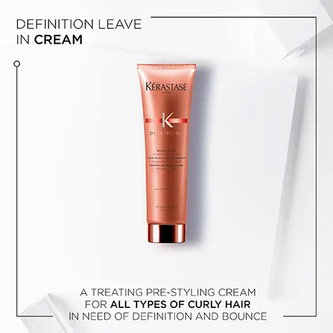 Image 1, Definition leave in cream- A treating pre-style cream for all hair types of curly hair in need of definition and bounce. Image 2,Discipline, Hovig Etoyan/global professional ambassador- When my clients ask for a range to help make their hair more manageable. My answer is always the same: Discipline. It gently coats the hair fibre and helps provide supple hair that moves with you
