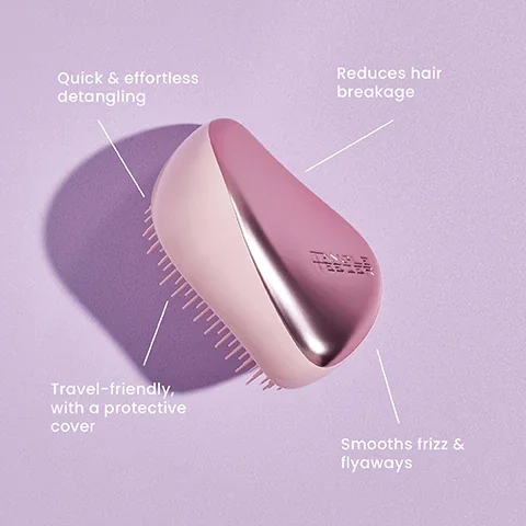 quick and effortless detangling. reduces hair breakage. travel friendly with a protective cover. smooths frizz and flyaways