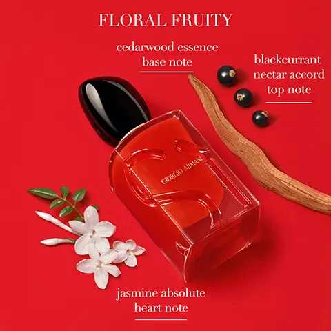 Image 1, FLORAL FRUITY cedarwood essence base note GIORGIO ARMANI jasmine absolute heart note blackcurrant nectar accord top note Image 2, Sì passione GIORGIO ARMAN GIORGIO ARMANI eau de parfum FLORAL Fruity Sensual Bright Blackcurrant nector Rose accord & Jasmine absolute Vanilla & Cedarwood essence eau de parfum intense AMBERY-FLORAL Fruity Fruity Vibronce Enveloping Worth Blackcurrant & Pear Jasmine Superinfusion Vanilla & Woody Moss