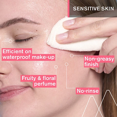 Image 1 - A hand wipes a persons face near the eye with a cotton pad, with overlay text that reads SENSITIVE SKIN, Efficient on waterproof make-up, Fruity & floral perfume, Non-greasy finish, No-rinse. Image 2 - A bottle of Uriage micellar water with a pink cap is shown next to text 3-in-1 Cleanses, Removes Make-up & Soothes, with additional visible text including Sensitive Skin Micellar Water For Face & Eyes, 96% Natural Origin Ingredients, URIAGE EAU THERMALE, EAU MICELLAIRE THERMALE à lextrait dAbricot Démaquille, Apaise, THERMAL MICELLAR WATER with Apricot extract Removes make-up, Soothes, PEAUX SENSIBLES SENSITIVE SKIN, VISAGE, YEUX/FACE, EYES, TESTÉ SOUS CONTRÔLE DERMATOLOGIQUE, VISAGE, LEAU THERMALE DES ALPES, 250 mle 8.4 fl.oz. Image 3 - An informational graphic lists ingredients and benefits: ADVANCED DERMATOLOGICAL FORMULA, APRICOT EXTRACT Protects, repairs & nourishes, LN MODUL Includes Uriage Thermal Water patented properties to boost skins natural defenses, URIAGE THERMAL WATER 100% pure & natural, softens & soothes all skin types. Image 4 - Against a background of snowy mountains, four pink boxes with white text are shown next to icons: Dermatologically and ophthalmologically tested, Suitable for sensitive skin, High-tolerance, 96% ingredients of natural origin. Image 5 - Three Uriage skincare products are shown, representing steps 1 Cleanse with Thermal Micellar Water, 2 Soothe with Thermal Water, and 3 Moisturize with Anti-Redness Cream. Image 6 - A bottle of Uriage Thermal Micellar Water with Apricot extract, 500ml, featuring a circular logo and text that includes DEVELOPED BY DERMATOLOGISTS URIAGE EAU THERMALE EAU MICELLAIRE THERMALE à lextrait dAbricot Démaquille, Apaise THERMAL MICELLAR WATER with Apricot extract Removes make-up, Soothes NATURAL 96% ORIGIN PEAUX SENSIBLES SENSITIVE SKIN VISAGE - YEUX/ FACE - EYES TESTÉ SOUS CONTRÔLE DERMATOLOGIQUE URIAGE, LEAU THERMALE DES ALPES 500 ml e 17 fl.oz.
