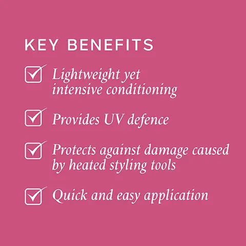 Image 1, KEY BENEFITS Lightweight yet intensive conditioning Provides UV defence Protects against damage caused by heated styling tools Quick and easy application Image 2, KEY INGREDIENTS HYDROLYZED ELASTIN: Helps strands stretch under tension SWEET ALMOND SEEDCAKE EXTRACT: Contains amino acids and proteins to strengthen and smooth PRO VITAMIN B5: Enhances the appearance and feel of hair, by increasing body, suppleness and sheen Image 3, KISLEY PHILIP DAILY DAMAGE DE DAILY LEAVE-IN CON SANS RING HOW TO USE 1. On Wet Hair: Shake before use. Spray liberally through mid-lengths and ends of hair. Comb through and style as appropriate. 2. On Dry Hair: Scrunch into coarse, dry hair or spray into fine, medium hair. Image 4, ELASTICIZER PHILIP KINGSLEY ELASTICIZER KINGSLEV PHILIP DAILY DAMAGE DEFENCE SALY LEAVE-IN CONDITIONER DAILY DAMAGE DEFENCE