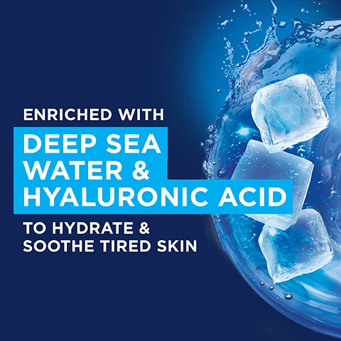 Image 1, enriched with deep sea water and hyaluronic acid to hydrate and soothe tired skin. image 2, cruelty free international leaping bunny approved. vegan formula - no animal derived ingredients or by products. biodegradeable by home compost.
