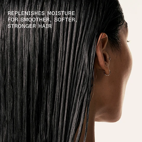 Image 1 - A close-up image of a persons hair showcasing sleek, wet black strands with the text REPLENISHES MOISTURE FOR SMOOTHER, SOFTER, STRONGER HAIR displayed prominently.
Image 2 - A bottle of OLAPLEX No. 8 Bond Intense Moisture Mask is shown with water splashing around it, featuring visible text that states 90% MORE CONDITIONING, SMOOTHER, EASIER DETANGLING, PATENTED TECHNOLOGY • OLAPLEX.COM, MOISTURIZES, SMOOTH, ADDS BODY & SHINE, and ALL HAIR TYPES.
Image 3 - A side-by-side comparison of hair showing frizzy texture on the left labeled BEFORE and defined curls on the right labeled AFTER, with the text below stating UNTHEUCH IMAGES* *Results may vary. Results achieved by cleansing with N°4 Bond Maintenance® Shampoo, treating hair with N°8 Bond Intense Moisture Mask, and applying N°9 Bond Protector Nourishing Hair Serum to damp hair before styling.
Image 4 - A side-by-side comparison shows unstyled, frizzy brown hair on the left labeled BEFORE and smooth, shiny brown hair on the right labeled AFTER, with additional text below stating UNRETOUCHED IMAGES and notes about product results.
Image 5 - Image shows two bottles of hair care products, one labeled OLAPLEX No.4C Bond Maintenance Clarifying Shampoo and the other OLAPLEX No.8 Bond Intense Moisture Mask, with text highlighting their benefits of deep cleansing and moisturizing.