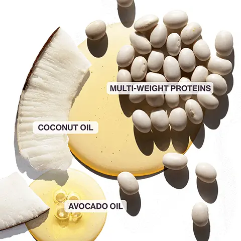 Image 1, cocnut oil multi weight proteins and avocado oil Image 2, intensely hydrates color treated hair
