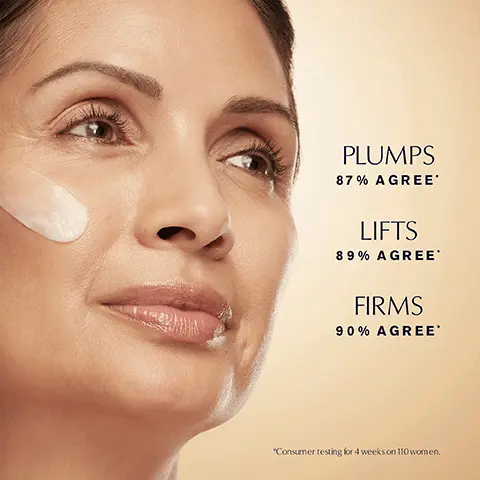 Image 1, PLUMPS 87% AGREE LIFTS 89% AGREE FIRMS 90% AGREE "Consumer testing for 4 weeks on 110 women. Image 2, ESTEE LAUDER Revitalizing Supreme + Youth Power Creme Crème révélatrice de jeunesse RECYCLABLE JAR HELPS REDUCE UP TO 375,000 POUNDS OF PLASTIC COMPARED TO PREVIOUS NON-RECYCLABLE PACKAGE DESIGN BASED ON FIRST YEAR GLOBAL PRODUCTION VOLUME.