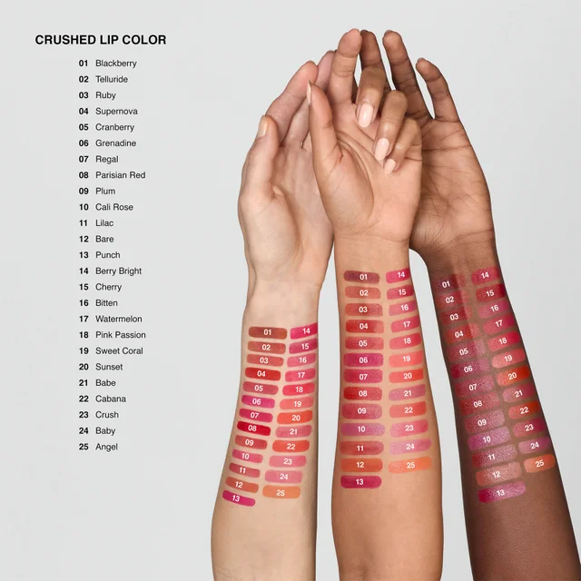 Lip colour shades