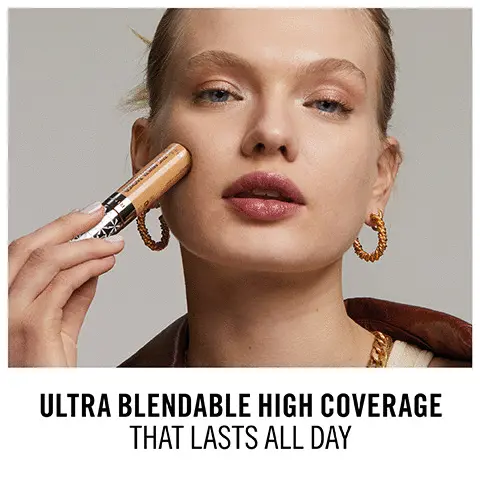 Image 1, Ultra blendable high coverage that last all day. Image 2, Conceal brighten and cover. Image 3, Large soft touch wind and targeted or full face coverage. Image 4, Lightweight non greasy formula. Image 5, Find your shade.