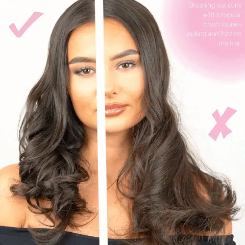 Image 1, brushing out curls with a regular brush causes pulling and frizz on the hair. Image 2, 4 reasons why we love the curl comb. smooths your curls without causing frizz. protects = prevents your curls from dropping out. portable = ideal handbag size for you to take with you wherever you go. gentle = crafted with cut outs between each tooth to comb through the hair with ease and avoid any tugging