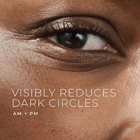 Image 1 - Close-up of a dark-skinned eye with long lashes and visible text Visibly Reduces Dark Circles AM + PM. Image 2 - A light blue and gold tube of eye cream stands upright next to text that reads INSTANTLY BRIGHTENS EYES 97% HAD A VISIBLE IMPROVEMENT IN DARK CIRCLES, while the tube itself displays RoC CLINICALLY PROVEN MULTI CORREXION EVEN TONE + LIFT EYE CREAM VISIBLY BRIGHTENS, FIRMS & REDUCES THE LOOK OF DARK CIRCLES 0.5 FL. OZ. (15 ML), with additional text at the bottom stating CLINICALLY PROVEN. Image 3 - A before and after image showing a persons closed eyes with dark circles before treatment and significantly reduced dark circles four weeks after treatment, with the text Visibly Reduces Dark Circles Before 4 Weeks After Unretouched Images. Image 4 - A split image displays a blue background with liquid bubbles on the left and a grey and yellow background with liquid bubbles on the right, accompanied by text that reads Hexyl-R Complex Visibly Reduce Dark Circles and Niacinamide Helps Even Tone. Image 5 - An image displays a light blue and gold tube of Roc Multi Correxion Even Tone + Lift Eye Cream with three white cream dollops, featuring text that reads Gentle on Eyes, Hydrating Fast-Absorbing, Roc, Clinically Proven, Multi Correxion® Even Tone + Lift Eye Cream, Visibly Brightens, Firms & Reduces The Look of Dark Circles, 0.5 Fl. Oz. (15 ML), Ophthalmologist & Derm Tested. Image 6 - A close-up image showing a white cream being dispensed from an applicator onto skin, with a black and white photo of a smiling woman and text that reads Board-Certified Dermatologist Dr. Nina Desai. I love using RoCs Even Tone + Lift Eye Cream on my delicate eye area morning and night.