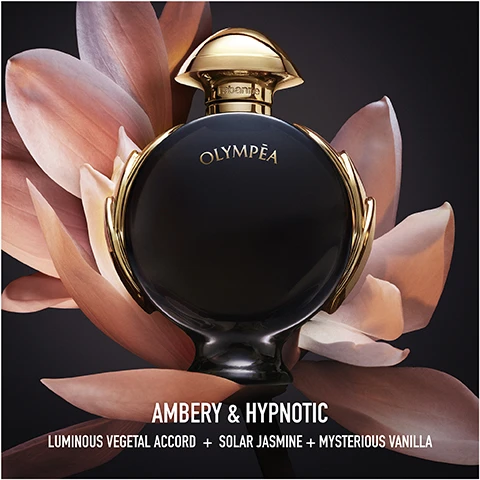 Image 1, ambery and hypnotic. luminous vegetal accord, solar jasmine and mysterious vanilla. image 2, eau de parfum = solar and sensual. eau de parfum intense = floral and sensual. eau de parfum intense = solar and intense. parfum = ambery and hypnotic