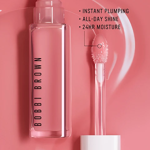 image 1, instant plumping. all day shine. 24 hour moisture. image 2, extra plump complex - hyaluronic acid and botanical blend moisturise for smoother, plumper looking lips.