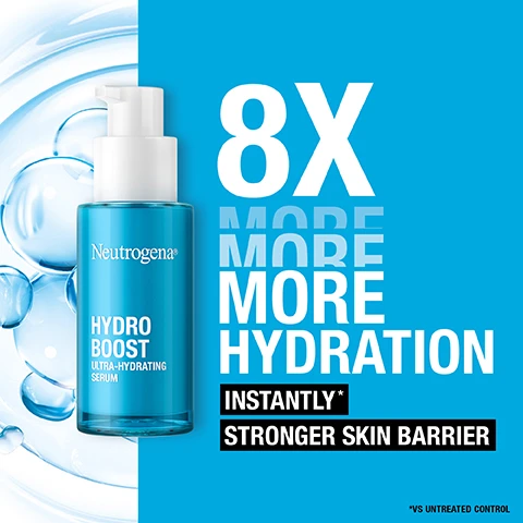 image 1, 8 times more hydration. instantly stronger skin barrier. vs untreated control. image 2, gently formulated. developed with dermatologists. suitable for all skin types. also suitable for people who may be prone to acne/spots. image 3, vital ingredients your skin loves. hyaluronic acid = helps retain water to boost hydration. amino acids = known to support and stregnthen the skin's dynamic barrier. electrolytes = known to boost ingredient absorption. image 4, weightless formula. fragrance free. non comedogenic. image 5, 84% instantly noticed healthy looking skin. self assessment, 102 volunteers using product twice a day. image 6, your ultimate hydrating routine. image 7, clinically proven hydration for up to 72 hours