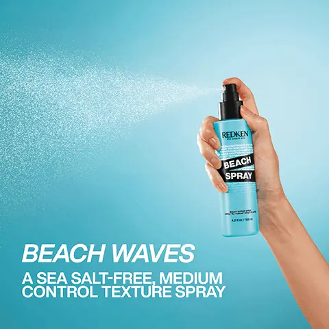 Beach waves, a sea salt-free, medium control texture spray. Beachy texture, volume, increased body. Before, After use of curling iron & beach spray. Pro-tip, spray into wet hair and allow to air dry for a natural beachy wave look. Refresh and revive throughout the day by re-spraying to dry hair. Style confidently.