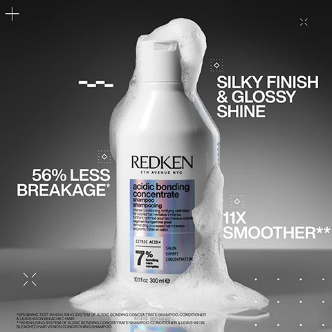 image 1, silky finish and glossy shine. 56% less breakage. 11 times smoother. image 2, 56% less breakage. 90% more conditioned. 11 times smoother. image 3, combats 1 year of visible damage in one use. 78% less visible split ends. heat protection up to 230 degrees. image 4, citric acid and bonding care complex. helps repair bonds and prevent future damage. image 5 and 6, before and after one use. image 7, review from someone who received the product to try from marie claire beauty drawer august 2022 - best i've ever used and i'm a hairdresser. image 8, review from someone who received the product to try from marie claire beauty drawer - the best leave in treatment i have ever used. my hair looks better and batter after each use. imae 9, pro tip - apply a 50 pence piece to your hands and start working into the hair from the ends up to the mid-lengths. do not apply directly to the root as this is the healthier part of the hair. image 10, reinforce weak bonds. damaged bond vs repaired bond. image 11, loved by pros. lorna valente hairstylist at percy and reed salon said - works like magic. the leave in treatment will protect and nourish your hand without it feeling heavy or greasy - products against heat too. image 12, damage repair for chemically treated hair. 1 = shampoo, 2 = condition, 3 = protect and leave in.