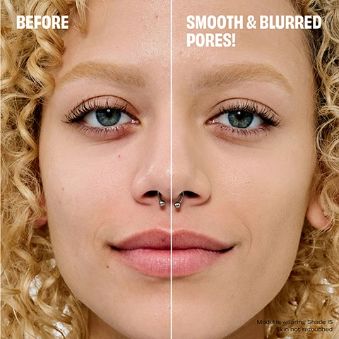 Image 1 - A split image of a face showing the left side before makeup with visible pores and a blemish, and the right side after makeup with smooth, blurred pores, with text reading BEFORE SMOOTH & BLURRED PORES! Model is wearing Shade 15 Skin not retouched. Image 10 - A split image of a womans face showing the left side with redness and visible texture and the right side with smooth even skin along with the text VISIBLY SMOOTHS TEXTURE, INSTANTLY BLURS IMPERFECTIONS, SKIN LOOKS MORE EVEN, Shade 24, Skin not retouched. Image 11 - A grid of faces demonstrating foundation shades from light to deep with labels LIGHT, LIGHT - MEDIUM, MEDIUM, MEDIUM - DEEP, DEEP and shade names 1C Ultimate FAIR COOL, 2N Mighty FAIR NEUTRAL, 3W Tailblazer FAIR WARM, 4N Wonder FAIR NEUTRAL PEACH, 5C Confident LIGHT COOL, 6W Wonder LIGHT WARM, 7N Savvy LIGHT NEUTRAL, 8W Limitless LIGHT WARM PEACH, 9C Superbe LIGHT MEDIUM COOL, 10N Ace LIGHT MEDIUM NEUTRAL, 11W Excellence LIGHT MEDIUM WARM, 12N Wonder LIGHT MEDIUM NEUTRAL PEACH, 13W Champion LIGHT MEDIUM WARM OLIVE, 14C Phenomenal LIGHT MEDIUM COOL, 15N Incredible LIGHT MEDIUM NEUTRAL, 16W Stellar MEDIUM WARM PEACH, 17N Ultra MEDIUM NEUTRAL OLIVE, 18W Proud MEDIUM WARM, 19N Triumph MEDIUM NEUTRAL, 20W Beyond MEDIUM WARM GOLDEN, 21C Dynamic MEDIUM COOL, 22N Outstanding MEDIUM NEUTRAL, 23W Magnificent MEDIUM DEEP WARM, 24W Power MEDIUM DEEP WARM GOLDEN, 25C Awe MEDIUM DEEP COOL OLIVE, 26C Hero MEDIUM DEEP COOL PEACH, 27W Leader MEDIUM DEEP WARM OLIVE, 28N Superb MEDIUM DEEP NEUTRAL, 29W Driven MEDIUM DEEP WARM, 30C Pearless DEEP COOL, 31N Exceptional DEEP NEUTRAL, 32W Visionary DEEP WARM, 33N Marvelous DEEP NEUTRAL OLIVE, 34C Legendary DEEP COOL, 35N Victorious DEEP NEUTRAL, 36W Remarkable DEEP WARM, 37N Brilliant RICH NEUTRAL, 38C Magnetic RICH COOL, 39N Winner RICH NEUTRAL, 40N Iconic RICH NEUTRAL. Image 2 - A bottle of Benefit the POREfessional Foundation is shown on a brown background with swatches and swirls of foundation, alongside text that reads VISIBLY SMOOTHS SKIN & BLURS PORES, IMPROVES THE LOOK OF PORES INSTANTLY & OVER TIME, NON-COMEDOGENIC, MEDIUM- BUILDABLE COVERAGE. Image 3 - Foundation swatches applied to five arms ranging from light to dark skin tones, showing shades 1C, 2N, 3W, 4N, 5C, 6W, 7N, 8W, 9C, 10N, 11W, 12N, 13W, 14C, 15N, 16W, 17N, 18W, 19N, 20W, 21C, 22N, 23W, 24W, 25C, 26C, 27W, 28N, 29N, 30C, 31N, 32W, 33N, 34C, 35N, 36W, 37N, 38C, 39N, 40N. Image 4 - A visual guide titled FIND YOUR PERFECT SHADE with instructions 1. Figure out your undertone (warm, neutral or cool) by checking your wrist veins. 2. Then choose a shade family from Fair to Rich that best matches your skin tone. The guide features sections for COOL (C): Skin has more pink or red tones. Veins look mostly blue or purple, NEUTRAL (N): Skin has a balance of warm and cool tones. Veins look blue, green & purple, and WARM (W): Skin leans more yellow, golden or peachy. Veins look mostly green, each displaying rows of foundation shade swatches labeled Fair, Medium, Rich and numbered shades 1C, 5C, 9C, 14C, 21C, 25C, 26C, 30C, 34C, 38C, 2N, 4N, 7N, 10N, 12N, 15N, 17N, 19N, 22N, 28N, 31N, 33N, 35N, 37N, 39N, 40N, 3W, 6W, 8W, 11W, 13W, 16W, 18W, 20W, 23W, 24W, 27W, 29W, 32W, and 36W. Image 5 - A bottle of Benefit The POREfessional Foundation is shown next to text listing ingredients and benefits including Niacinamide contributes to skin hydration & helps visibly smooth pores & skin, Rose Hip Extract helps visibly smooth skin & refine the look of pores, and Glycerin helps retain skin moisture, with rose hips and liquid drops in the foreground. Image 6 - A grid shows before and after close-ups of different peoples skin, demonstrating transformations in coverage and texture, with the text WHOA, TALK ABOUT A TRANSFORMATION SUITABLE FOR ACNE-PRONE SKIN GIVES NATURAL-LOOKING COVERAGE BLURS IMPERFECTIONS VISIBLY SMOOTHS. Image 7 - Four images show different steps of a makeup routine, including priming, building and blending, smoothing and blurring, and spraying and setting, with the text 4 STEPS TO SMOOTHED PORES PRIME & PREP BUILD & BLEND SMOOTH & BLUR SPRAY & SET. Image 8 - An image shows a persons face in three stages: before product application, immediately after application showing instant blurring, and after all-day wear showing all-day smoothing, with text labels Before, Instant Blurring, All-Day Smoothing, Model immediately after application, Model after all-day wear, Model is wearing Shade 10, Skin not retouched. Image 9 - A split image showing a close-up of skin with visible pores and some redness on the left labeled BARE SKIN BEFORE, and smoother skin with less visible pores and reduced redness on the right labeled BARE SKIN AFTER 4 WEEKS USE*, with additional text at the bottom right reading *Results may vary Skin not retouched.