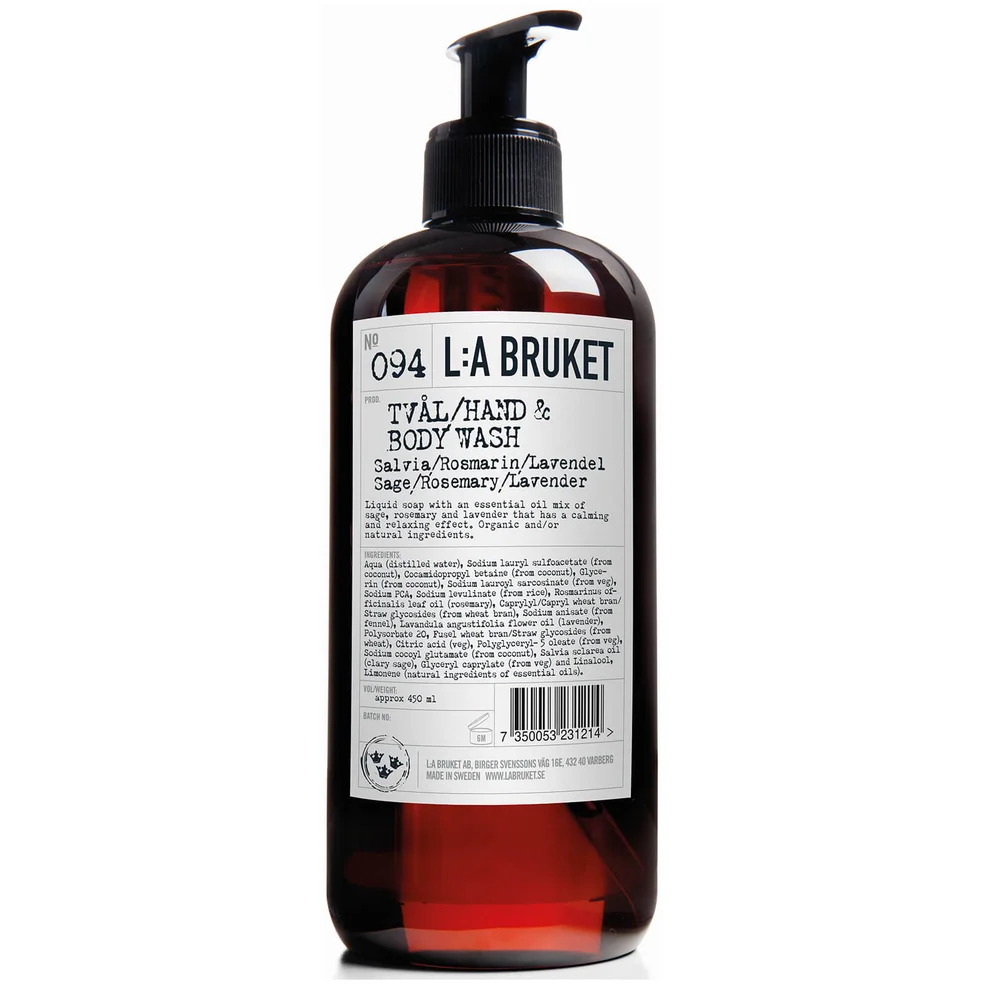 L:A BRUKET No. 094 Hand & Body Wash 450ml - Sage/Rosemary/Lavender Zdjęcie 1