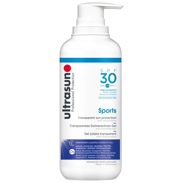 Ultrasun Transparent Sun Protection Sports Gel SPF30 wodoodporny żel przeciwsłoneczny dla osób aktywnych 400 ml