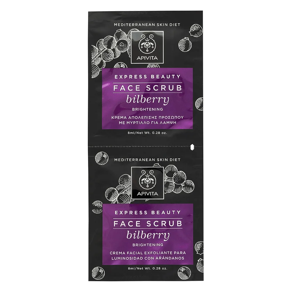 APIVITA Express Brightening Face Scrub rozjaśniający peeling do twarzy – Bilberry 2 x 8 ml Zdjęcie 1