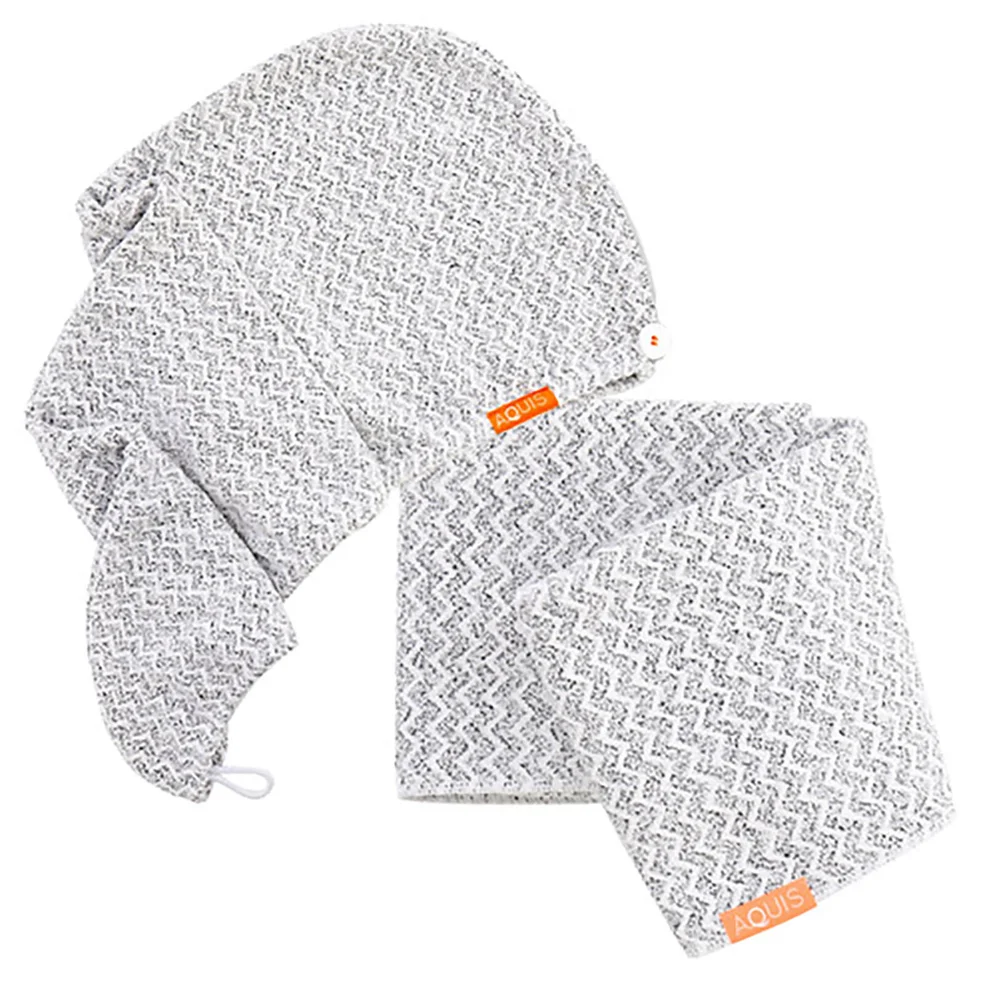 Aquis Lisse Luxe Hair Turban and Hair Towel - Chevron Zdjęcie 1