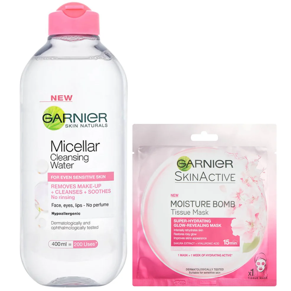 Garnier Micellar Water Sensitive Skin and Hydrating Moisture Bomb Face Sheet Mask Kit Exclusive Zdjęcie 1