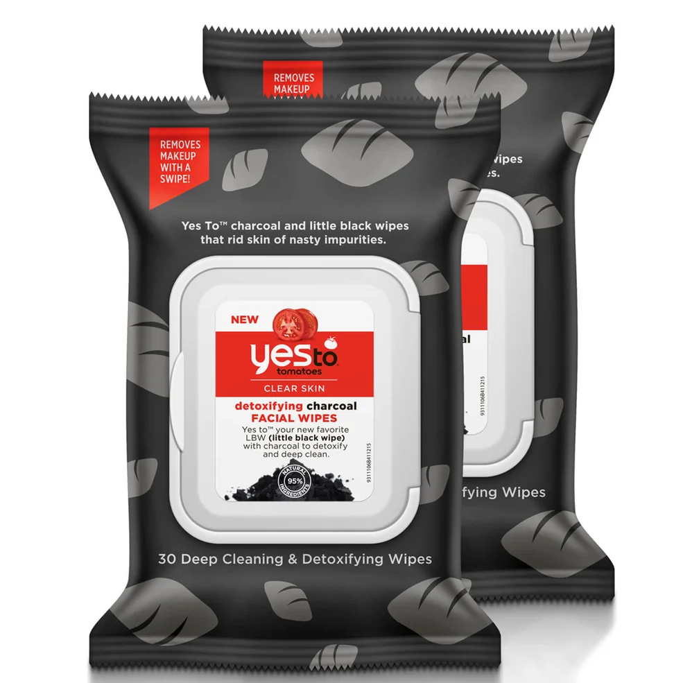 yes to Tomatoes Clear Skin Detoxifying Charcoal Facial Wipes (Pack of 2) Zdjęcie 1