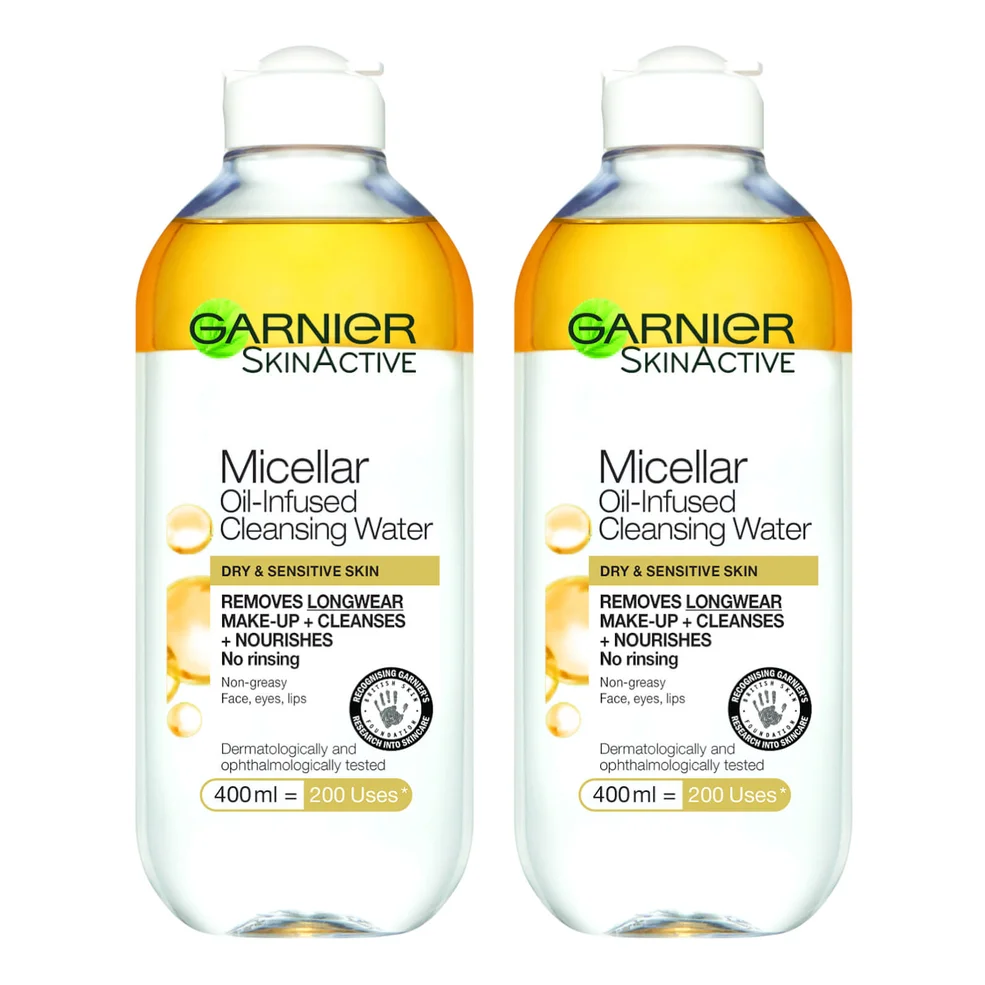 Garnier Micellar Water Oil Infused Facial Cleanser 400ml Duo Pack Zdjęcie 1