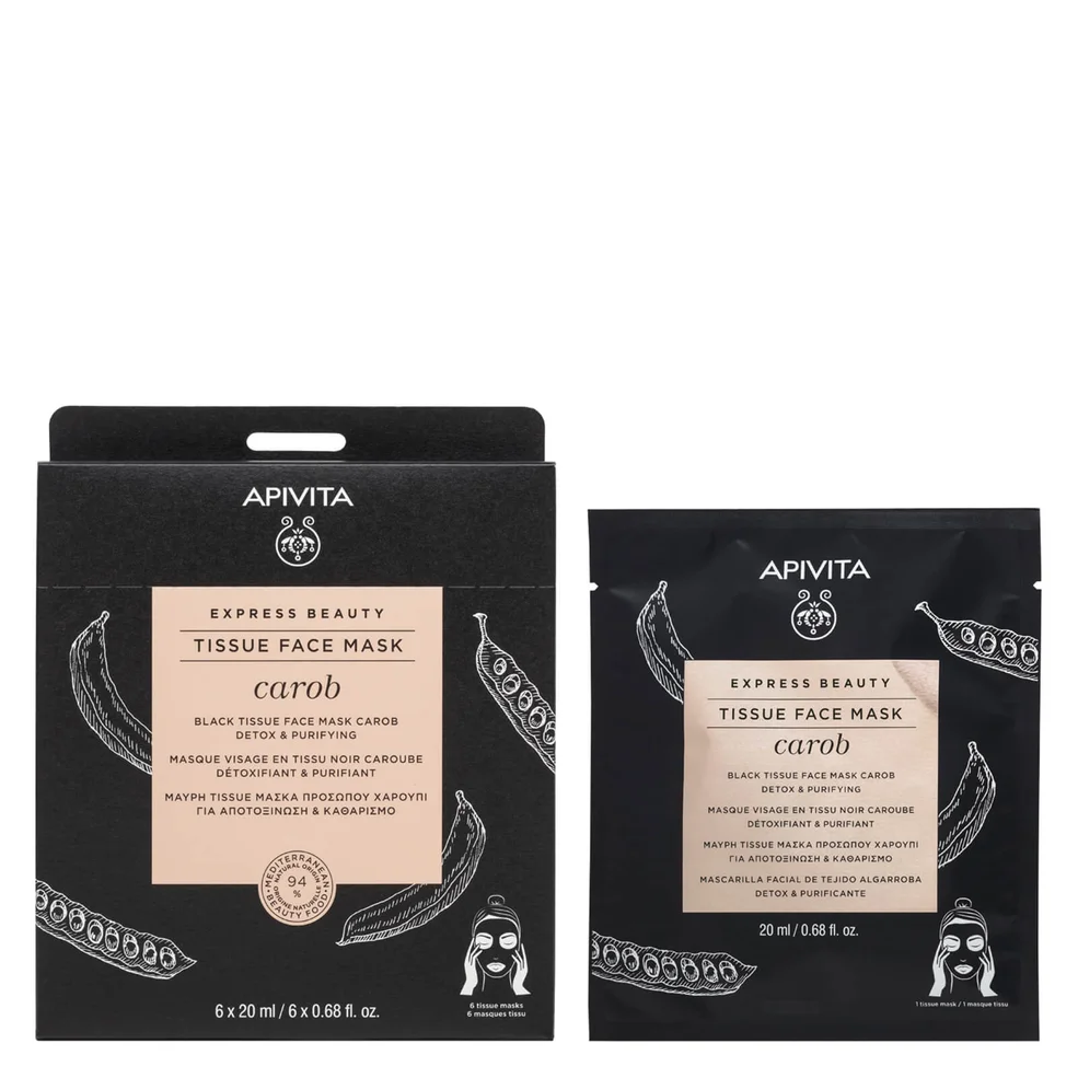 APIVITA Express Beauty Black Tissue Face Mask Detox and Purifying with Carob 20ml Zdjęcie 1