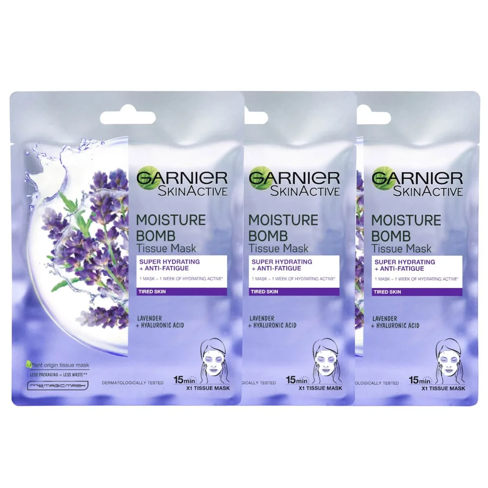 Garnier Moisture Bomb Lavender Hydrating Face Sheet Mask X 3 Zdjęcie 1