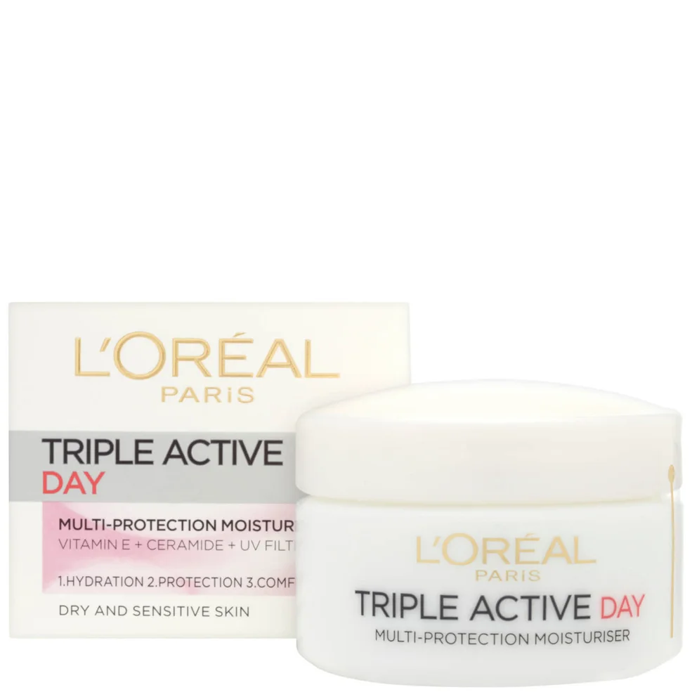 L'Oréal Paris Dermo Expertise Triple Active Day Multi-Protection Moisturiser krem nawilżający – skóra sucha/wrażliwa (50 ml) Zdjęcie 1