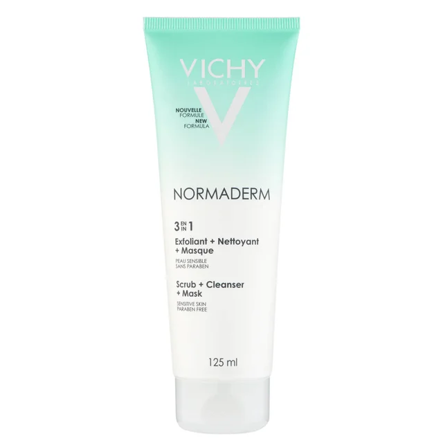 VICHY Normaderm 3-in-1 Cleansing + Scrub + Mask zestaw 3 w 1 oczyszczanie – peeling – maska 125 ml