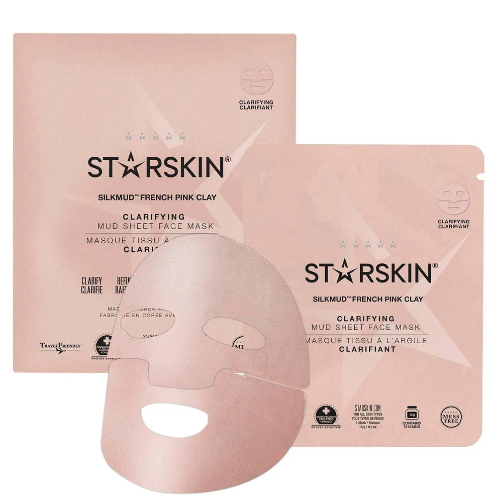 STARSKIN SILKMUD™ Pink French Clay Purifying Liftaway Mud Face Sheet Mask Zdjęcie 1