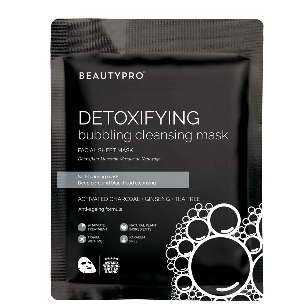 BEAUTYPRO Detoxifying Foaming Cleansing Sheet Mask with Activated Charcoal Zdjęcie 1
