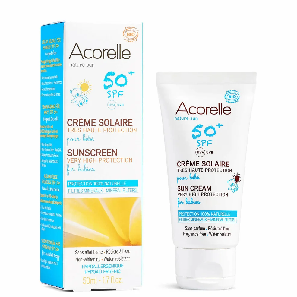 Acorelle Babies Organic SPF50+ Sunscreen krem z filtrem przeciwsłonecznym SPF 50+ dla niemowląt od 3 miesiąca 50 ml Zdjęcie 1