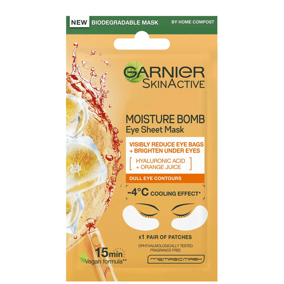 Garnier Hyaluronic Acid and Orange Juice Hydrating Brightening Eye Sheet Mask nawadniająca maseczka w płachcie do oczu 6 g Zdjęcie 1