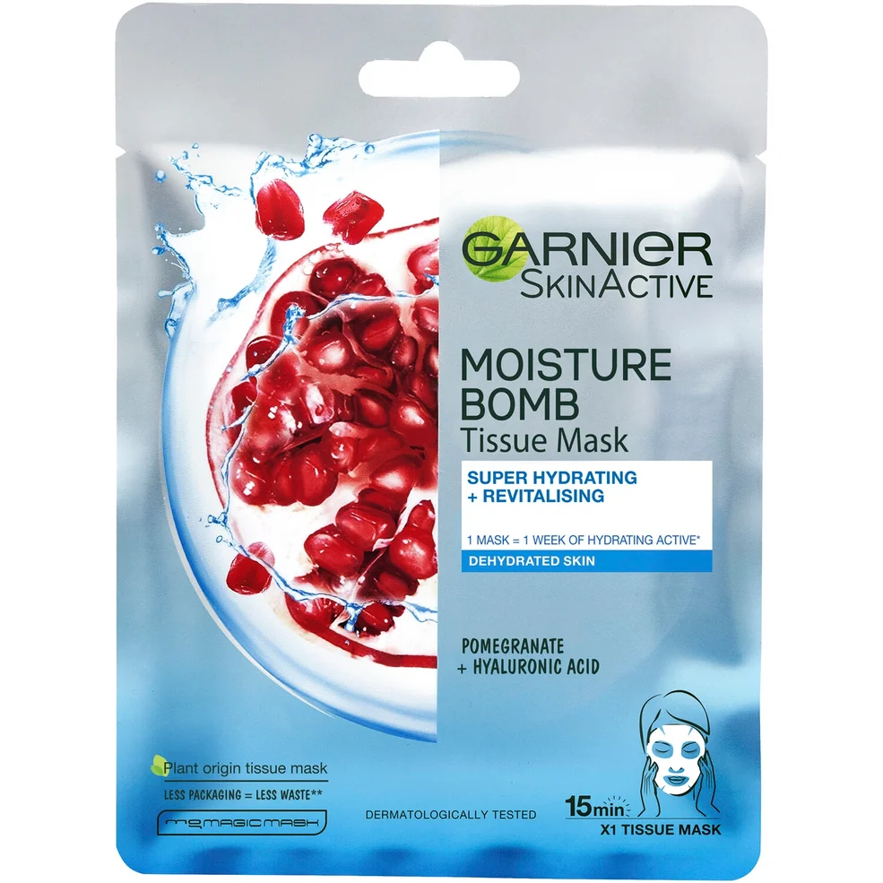 Garnier Moisture Bomb Pomegranate Hydrating Face Sheet Mask nawadniająca maseczka do twarzy w płachcie Zdjęcie 1