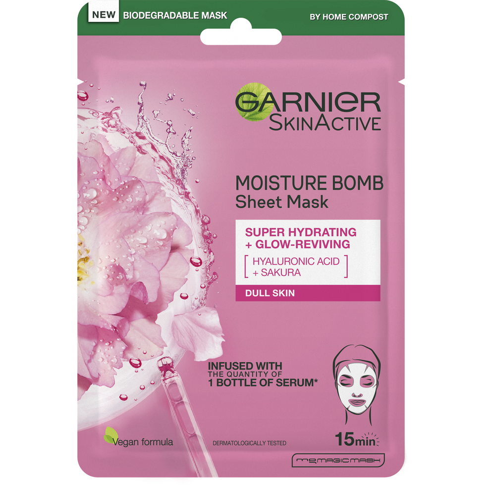 Garnier Moisture Bomb Sakura Hydrating Face Sheet Mask maseczka nawilżająca w płachcie Zdjęcie 1