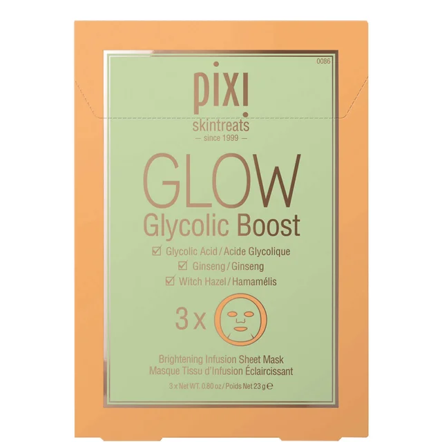 PIXI GLOW Glycolic Acid Boost Sheet Mask maska z kwasem glikolowym w płachcie (3 sztuki)