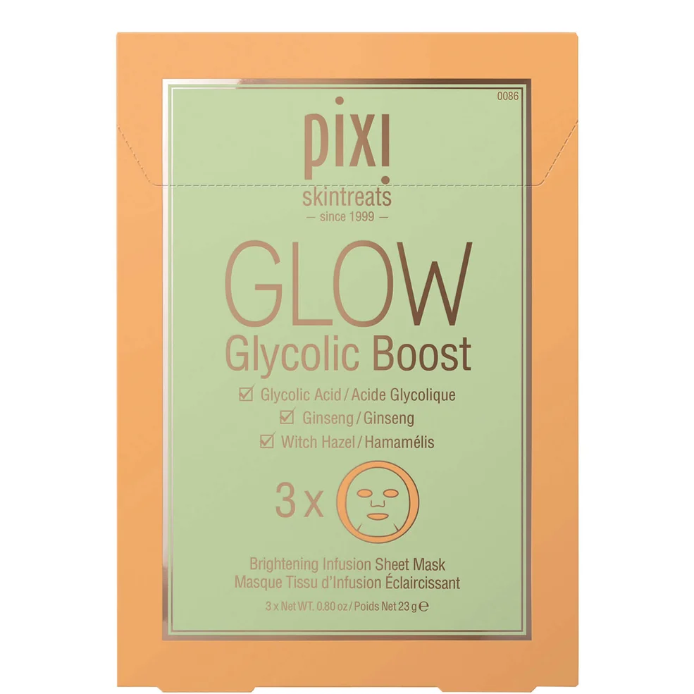 PIXI GLOW Glycolic Acid Boost Sheet Mask maska z kwasem glikolowym w płachcie (3 sztuki) Zdjęcie 1