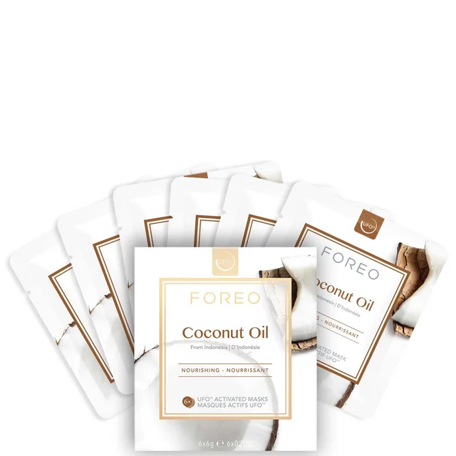 FOREO Coconut Oil UFO/UFO Mini Nourishing Face Mask for Dry Skin odżywcza maseczka do twarzy do skóry suchej (6 sztuk)