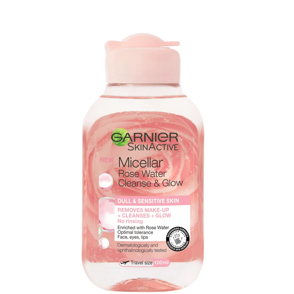 Garnier Micellar Rose Water Cleanse & Glow oczyszczająca i rozświetlająca woda micelarna 100 ml Zdjęcie 1