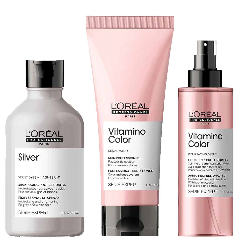 L'Oréal Professionnel Silver and Vitamino at Home Experts for Natural White/Grey Hair Bundle Zdjęcie 1