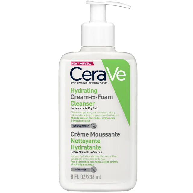 CeraVe Hydrating Cream-to-Foam Cleanser with Amino Acids for Normal to Dry Skin nawadniający produkt oczyszczający 236 ml