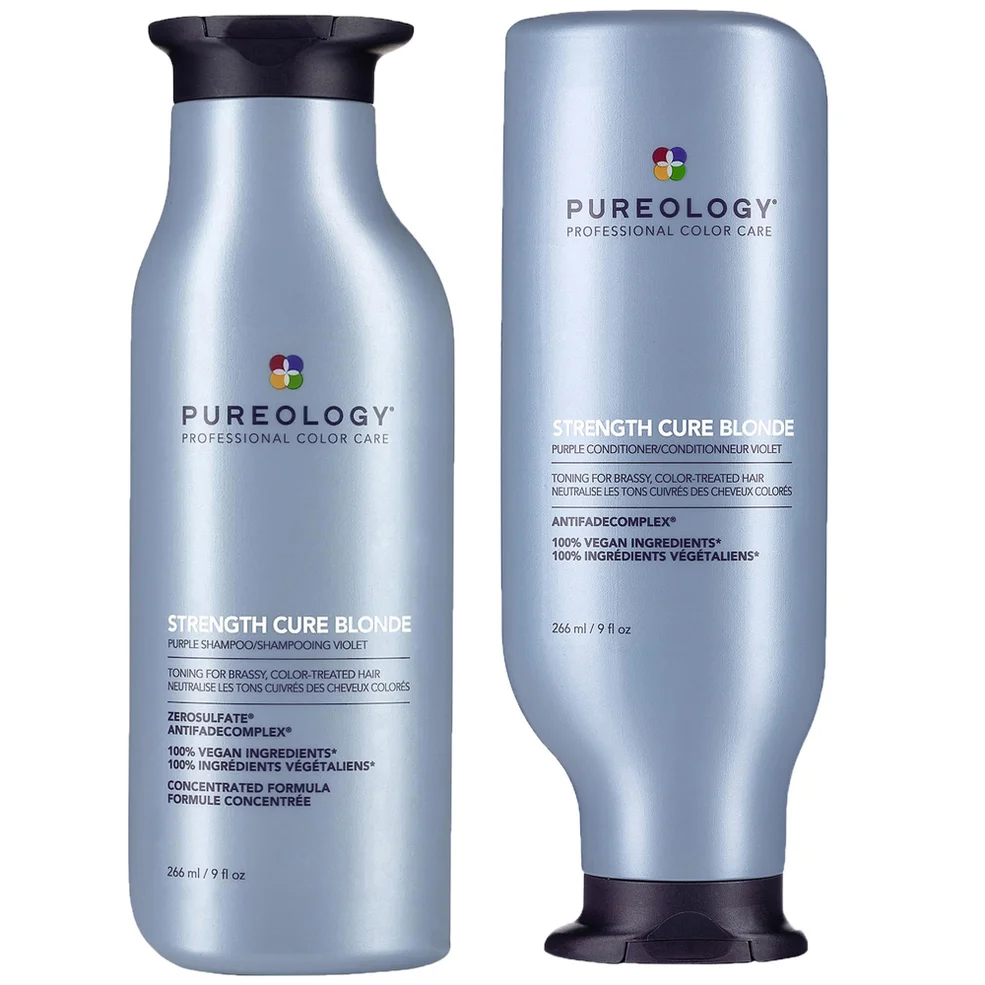 Pureology Strength Cure Blonde Shampoo and Conditioner Strengthening Bundle for Damaged, Blonde Hair with Vegan Formulas Zdjęcie 1