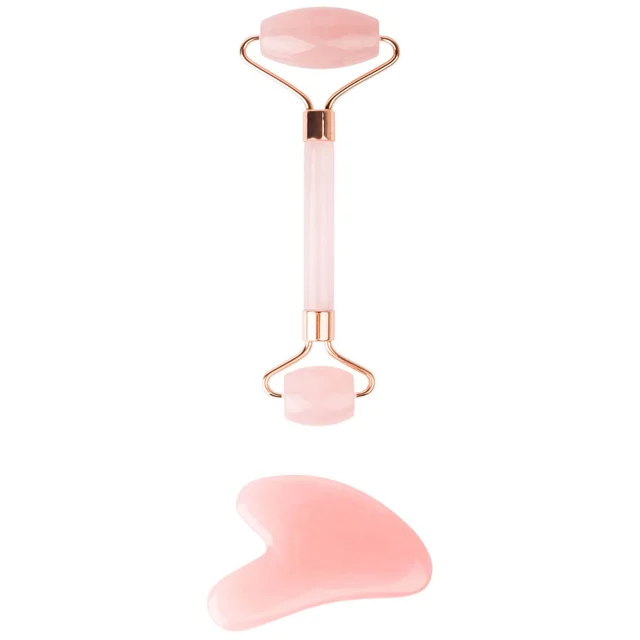 brushworks HD Rose Quartz Resin Roller & Gua Sha wałek do masażu
