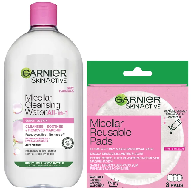 Garnier Zestaw do demakijażu Eco Pads i woda micelarna 700ml