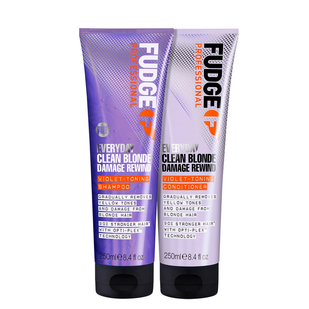 Fudge Professional Clean Blonde Everyday Violet Damage Rewind Purple Shampoo and Conditioner Duo Zdjęcie 1