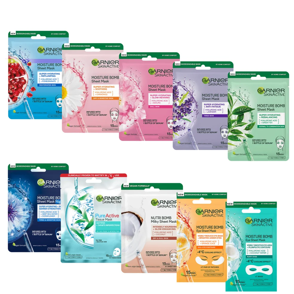 Garnier SkinActive Sheet Masks Party Maseczki na płachcie (10 opakowań) Zdjęcie 1