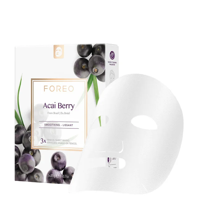 FOREO Acai Berry Firming Sheet Face Mask ujędrniająca maseczka do twarzy w płachcie z jagodami acai (3 sztuki)